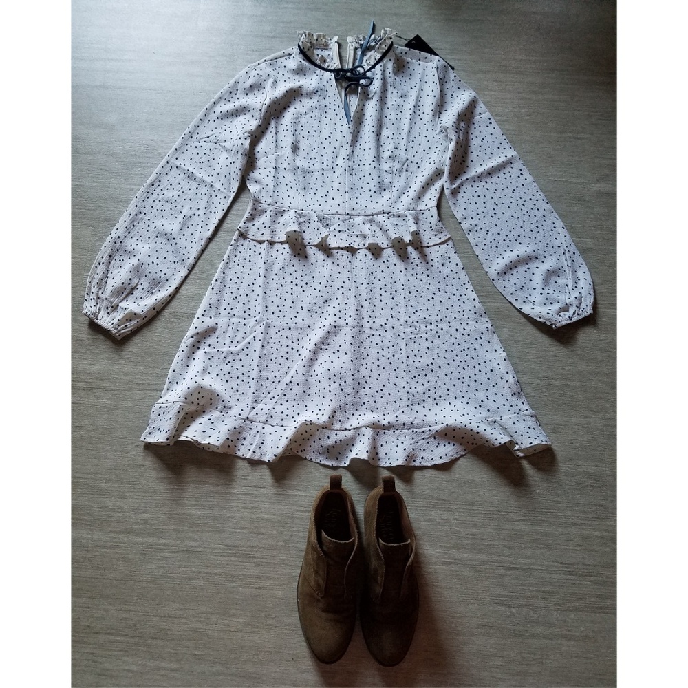 Sold ebay Nasty Gal Ditsy Polka Dot Tea Dress Cream Size 6